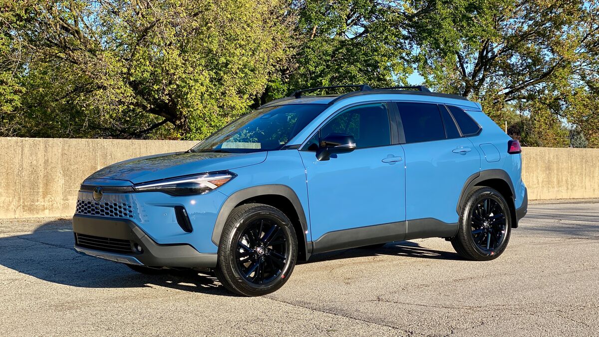 2026 Toyota Corolla Cross Hybrid XSE AWD poses in the northwest suburbs of Chicago. 
