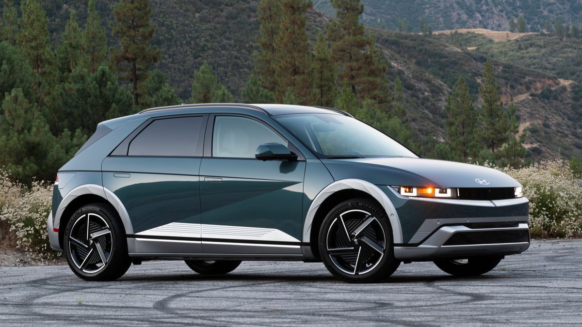 2025 Hyundai IONIQ 5 on a mountain road at sunrise.