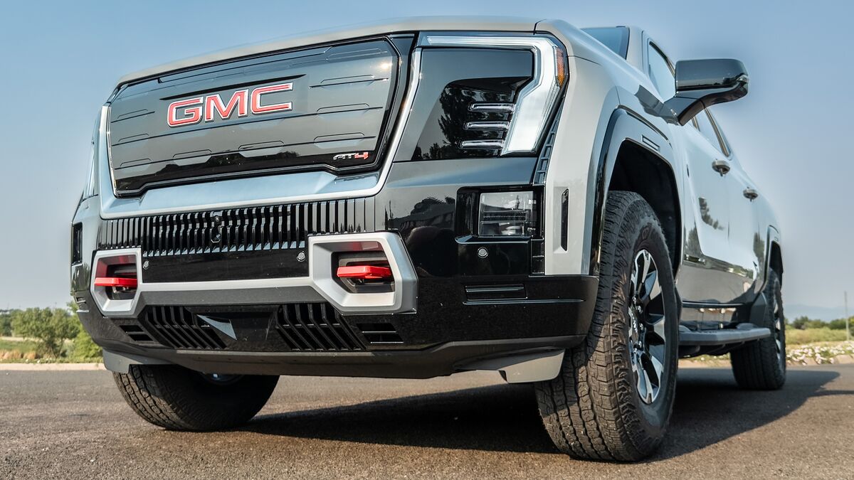 2026 GMC Sierra EV AT4 low front end angle