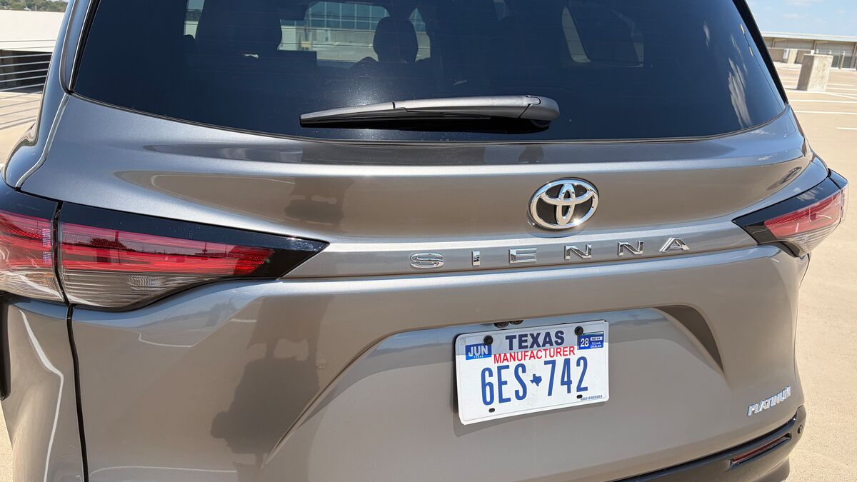 A 2026 Toyota Sienna Platinum trim cargo door.