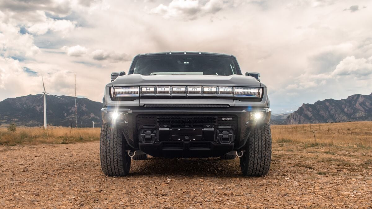 2026 Hummer EV pickup front end with fog lights
