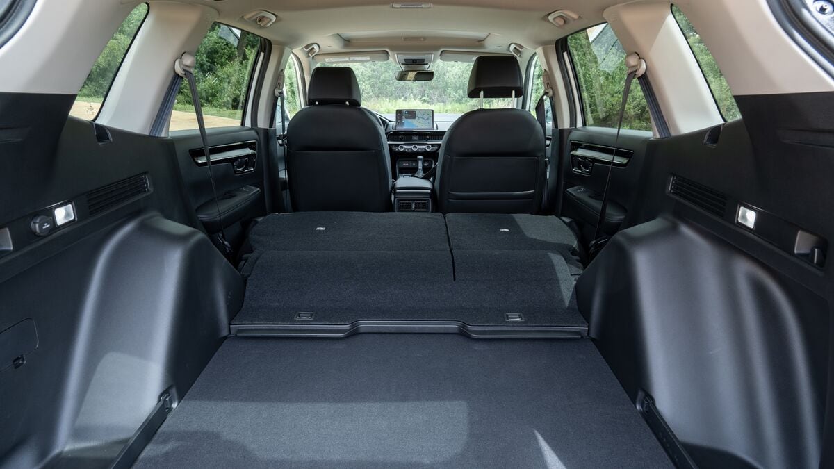 2026 Honda CR-V interior view of the cargo area with the second seat row folded