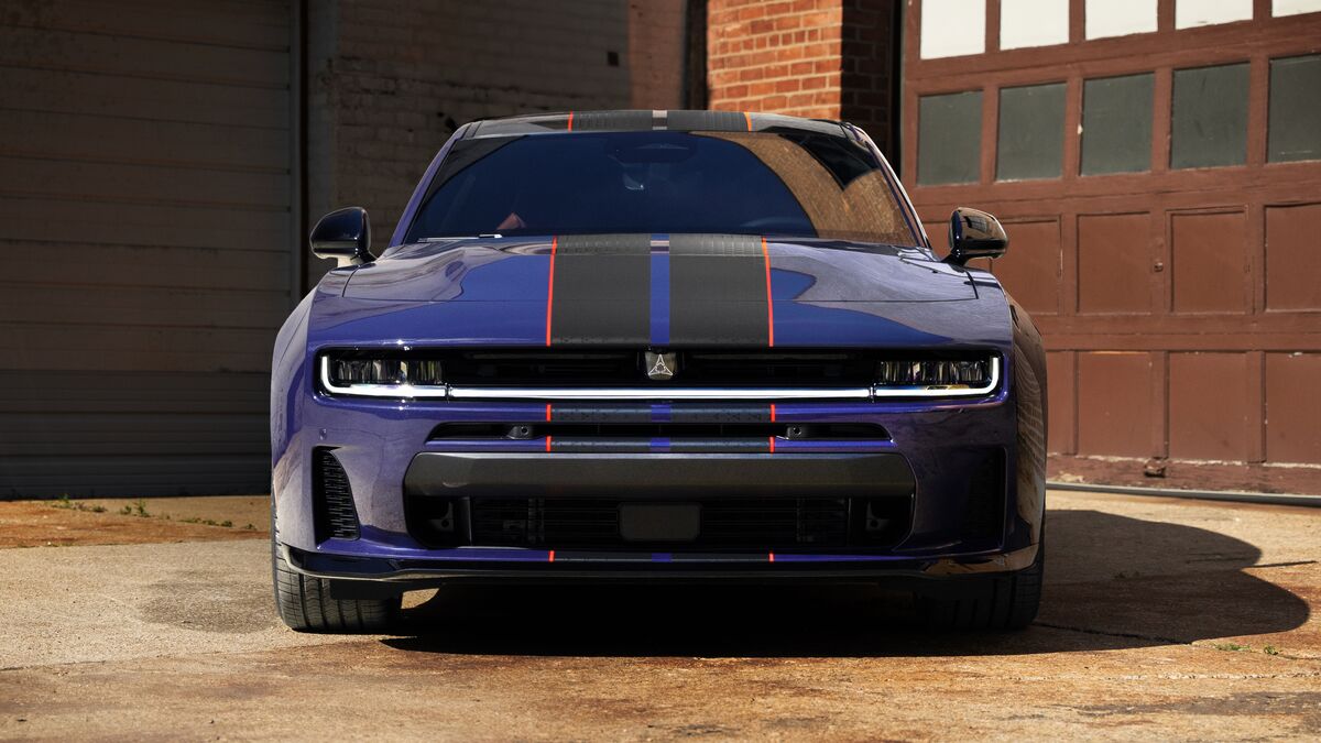 The front of a 2027 Dodge Charger in limited-edition Purple Haze.