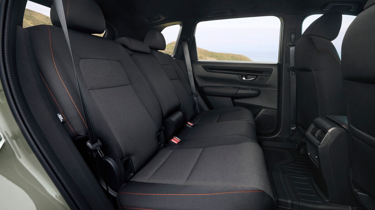 Photo of 2026 Honda CR-V from the right side looking at the second row passenger seats and interior