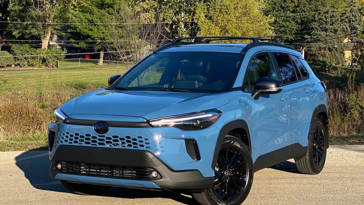 2026 Toyota Corolla Cross Hybrid XSE AWD poses in the northwest suburbs of Chicago.