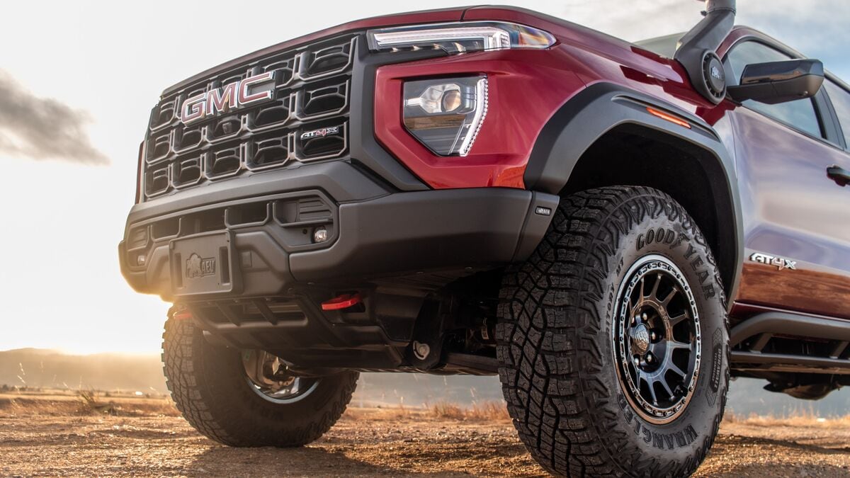 2026 GMC Canyon AT4X AEV low angle front end and bumper