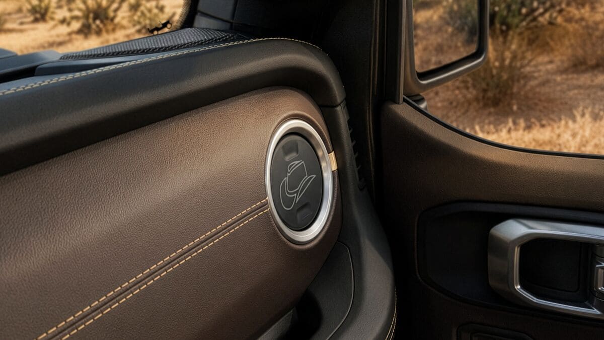 2027 Jeep Wrangler Laredo Cowboy hat badging.