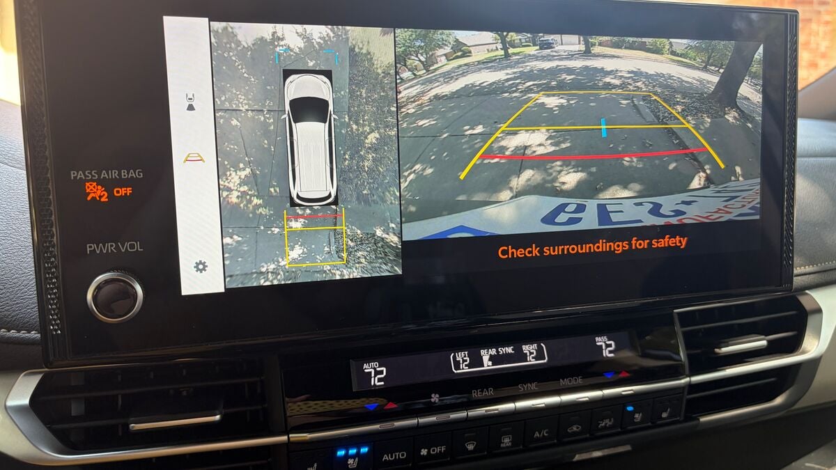 A 2026 Toyota Sienna Platinum trim back-up camera display.