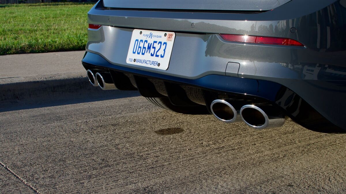 Exhaust pipes on the 2026 Volkswagen Golf R.