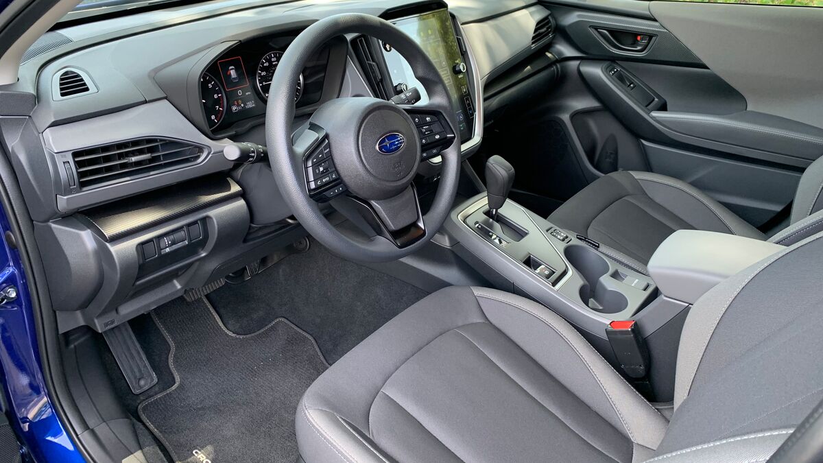 2025 Subaru Crosstrek with hills in the background.