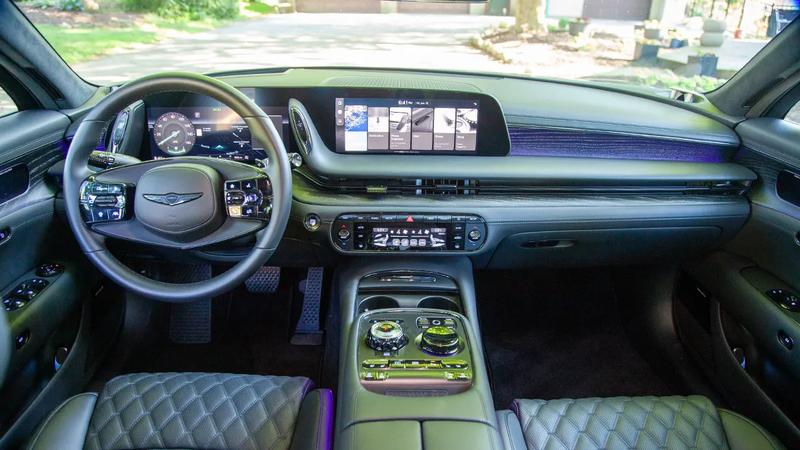 2026 Genesis G90 3.5T E-SC MHEV Prestige Black AWD in a suburban driveway