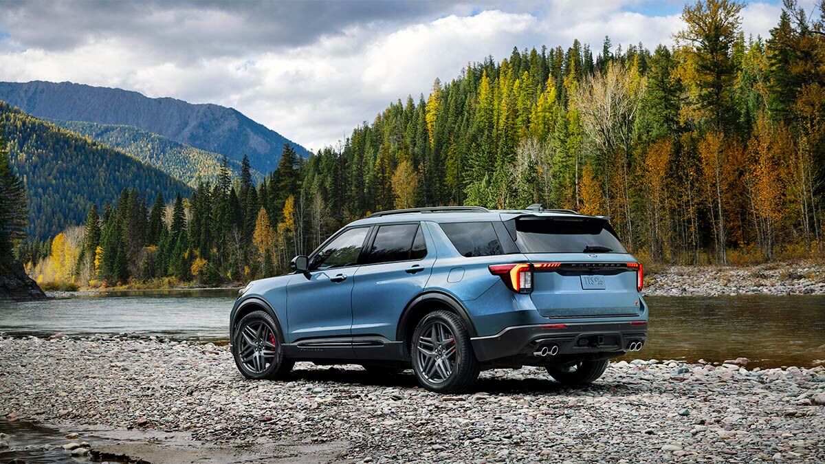 2025 Ford Explorer parked on rocky roads.