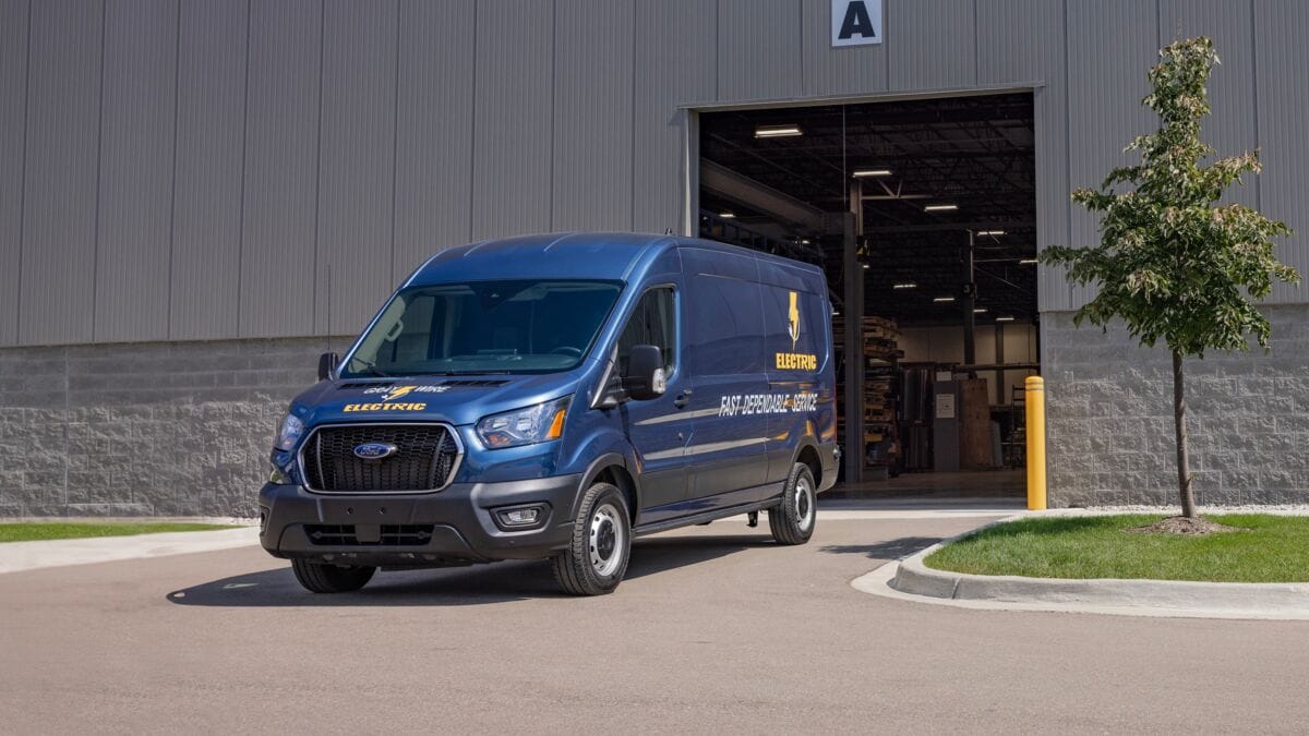 2025 Ford Transit in blue.