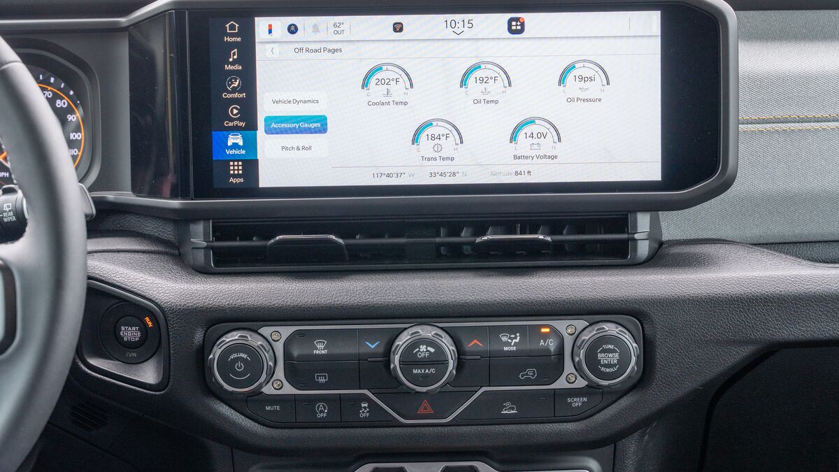 2026 Jeep Wrangler Willys infotainment screen and HVAC controls