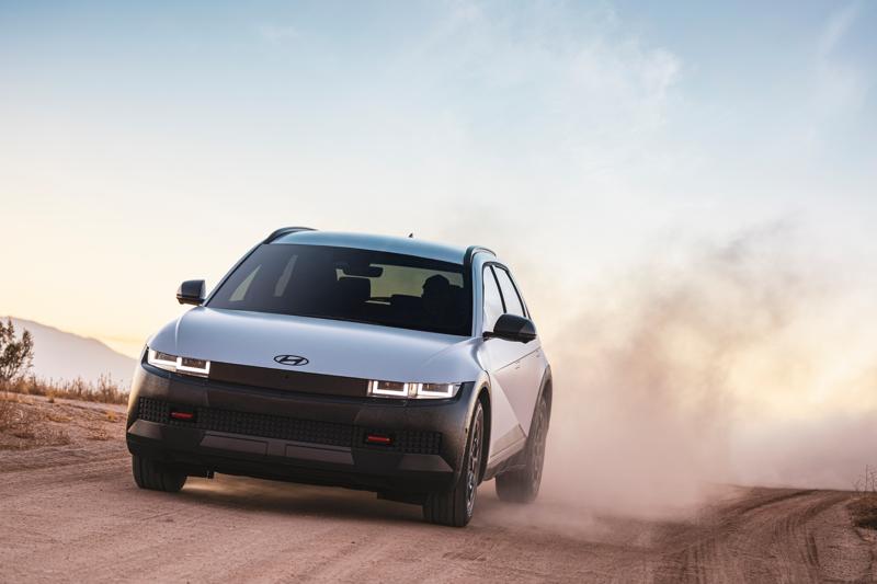 The 2025 Hyundai Ioniq 5 XRT seen from a front quarter angle