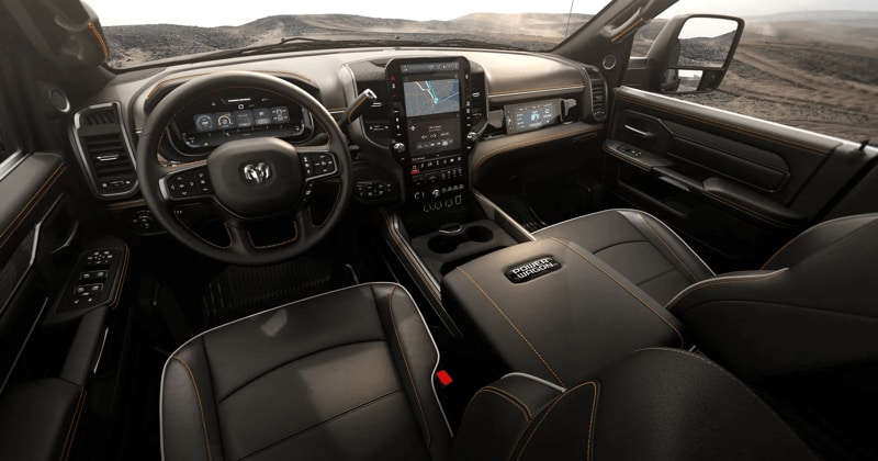The interior of a 2026 Ram 2500 Power Wagon Lunar Edition.