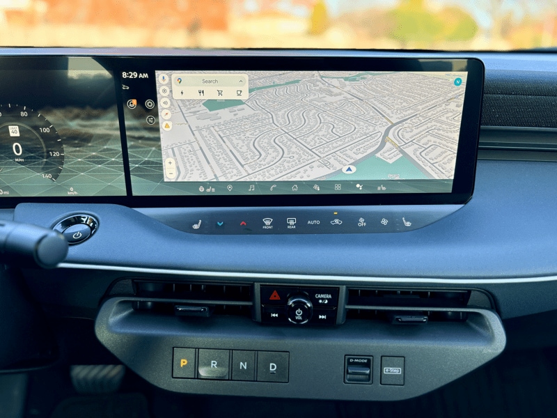 2026 nissan leaf ev interior infotainment navigation touch screen detail