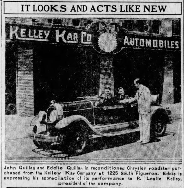 Kelley Kar newspaper photo from 1928.