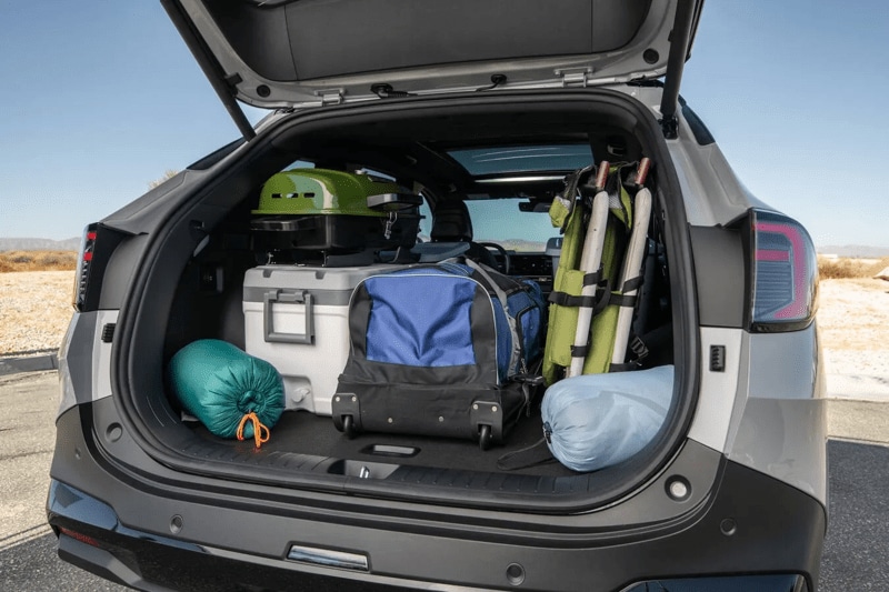 2026 Kia Sportage rear cargo area filled with gear.