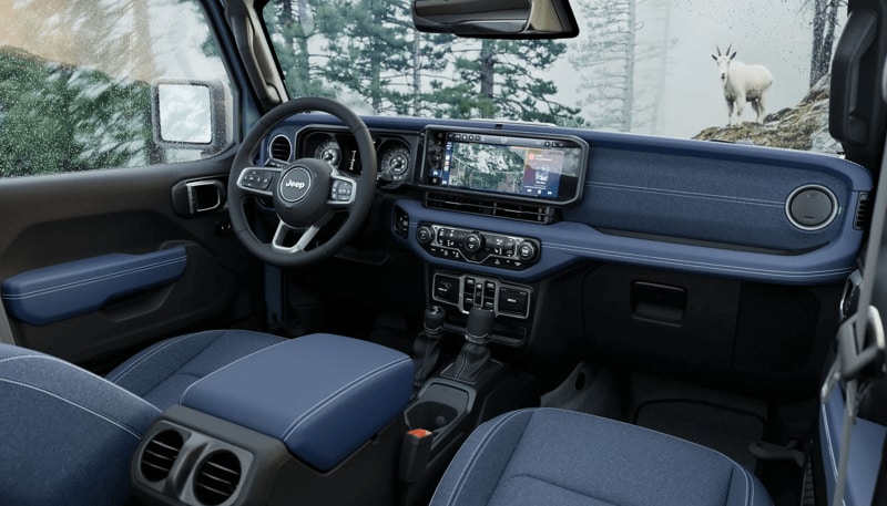 The 2026 Jeep Wrangler Rockslider with blue interior.