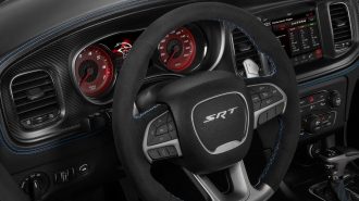 2020 Dodge Charger SRT Hellcat Widebody Daytona 50th Anniversary carbon fiber interior.