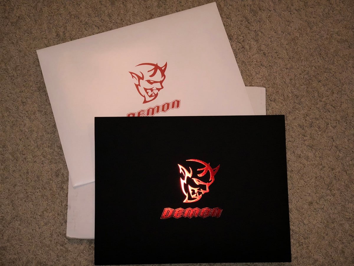 2018 Dodge Challenger SRT Demon Authentication Package
