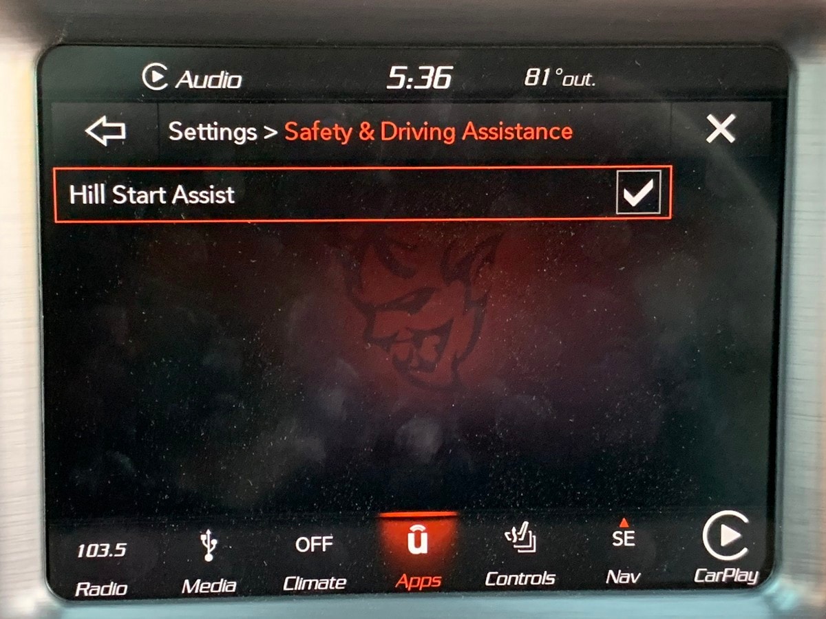 2018 Dodge Challenger SRT Demon Hill Start Assist Settings