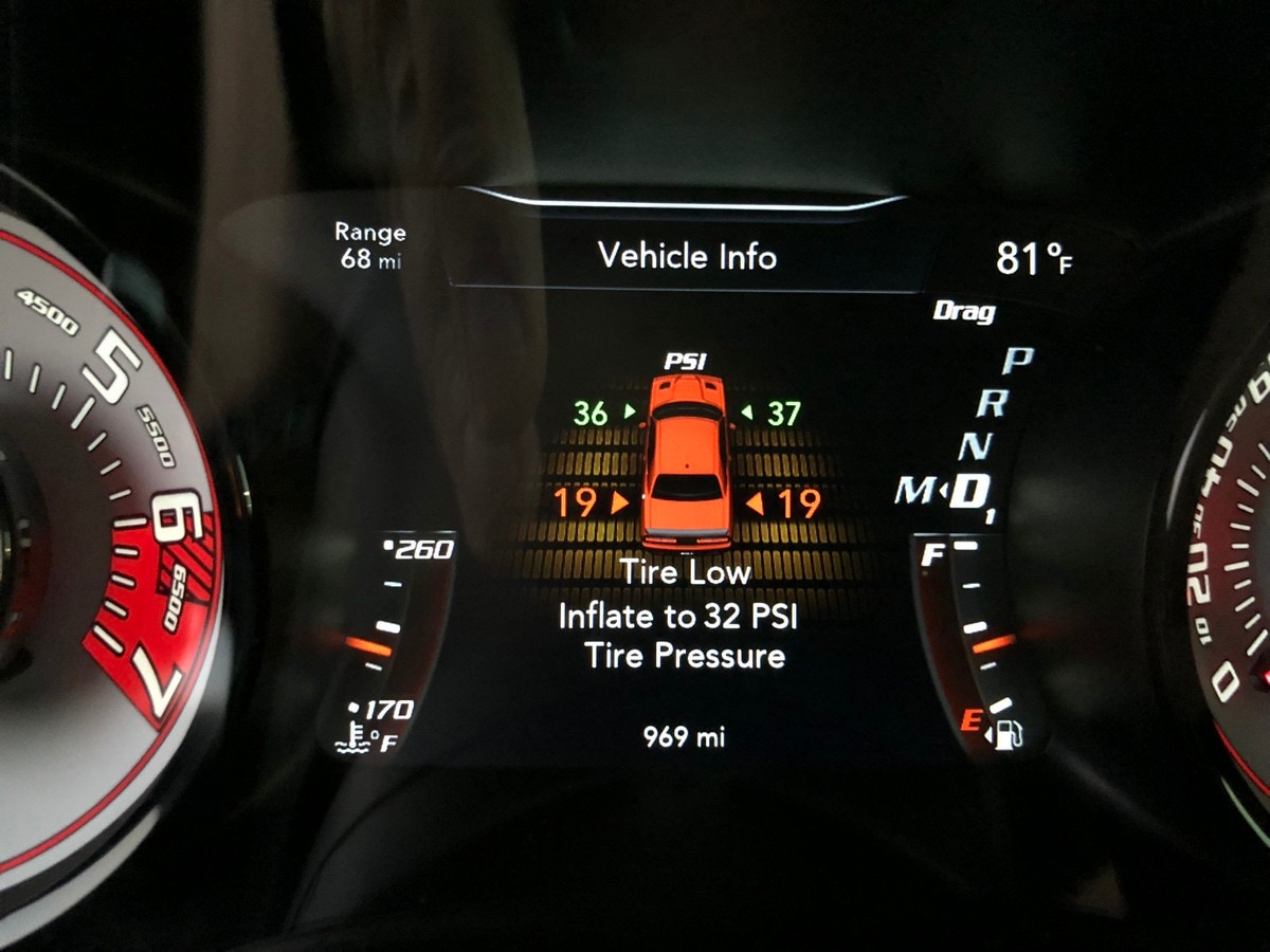 Tire pressure monitoring system in 2018 Dodge Demon