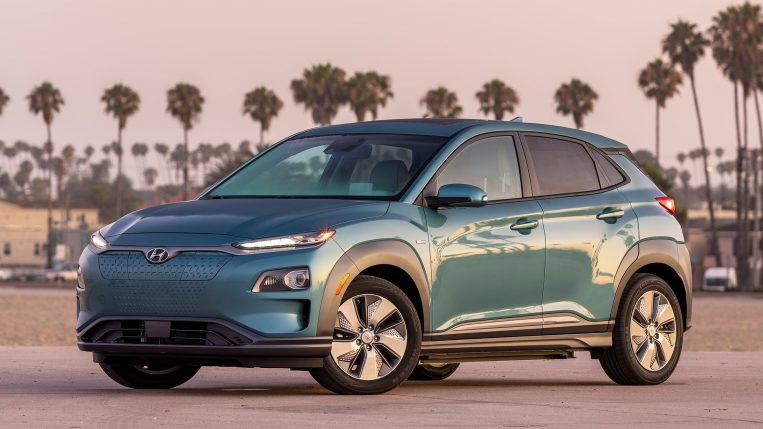 2019 Hyundai Kona EV in green.