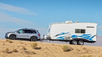 2020 Honda Passport towing a trailer.