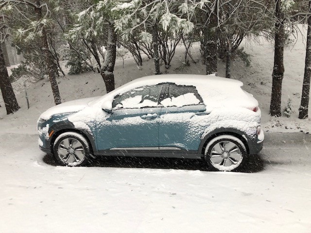 Kona EV snowed in