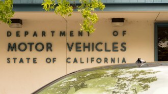 State Of California Department Of Motor Vehicles (DMV) Sign In The Town Of Los Gatos, Northern California.