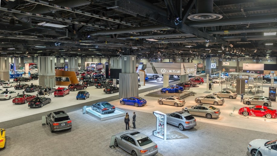 Washington, DC, USA - January 21, 2016: Cars at the Washington, D.C. Auto Show (WAS): Infinity, Lexus, Lincoln, Jaguar, Mazda, Volvo exhibits.