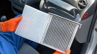Clean and dirty cabin pollen air filter for a car