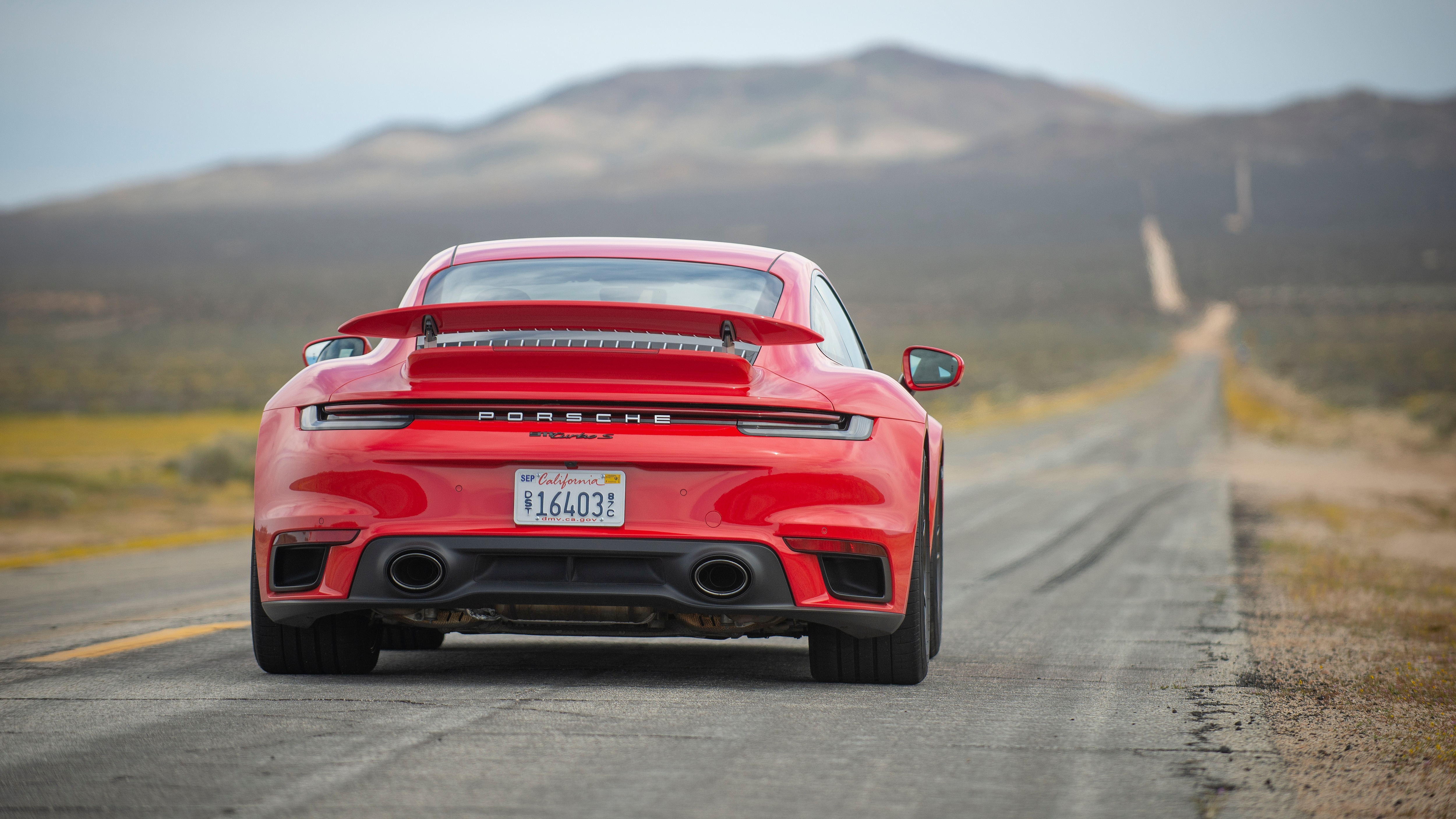 2021 Porsche 911 Turbo S Coupe Rear Long Straight