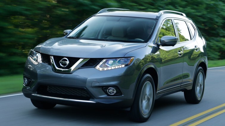 2014 Nissan Rogue in gray.