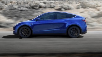 2021 Tesla Model Y Blue Side View