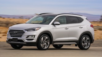 2021 Hyundai Tucson white in the desert