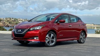 RT 2019 Nissan Leaf SL Plus Red Front Quarter Left