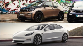 RT BMW I3 Vs Tesla Model 3 Front Quarter Views