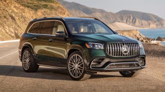 The 2021 Mercedes-AMG GLS from a front quarter angle