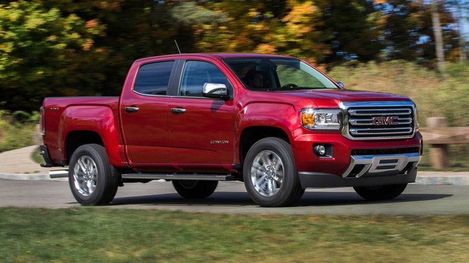 2016 GMC Canyon in red.