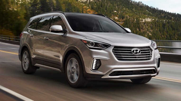 2018 Hyundai Santa Fe in beige.
