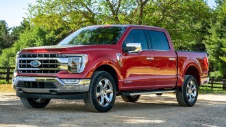 2022 Ford F-150 in red.