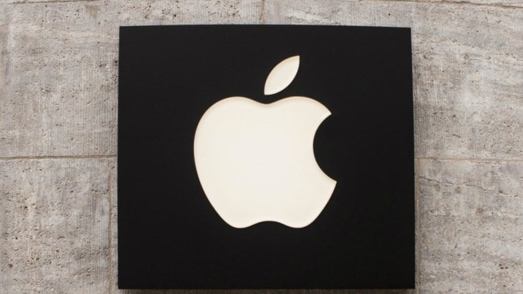 Apple logo in black and white