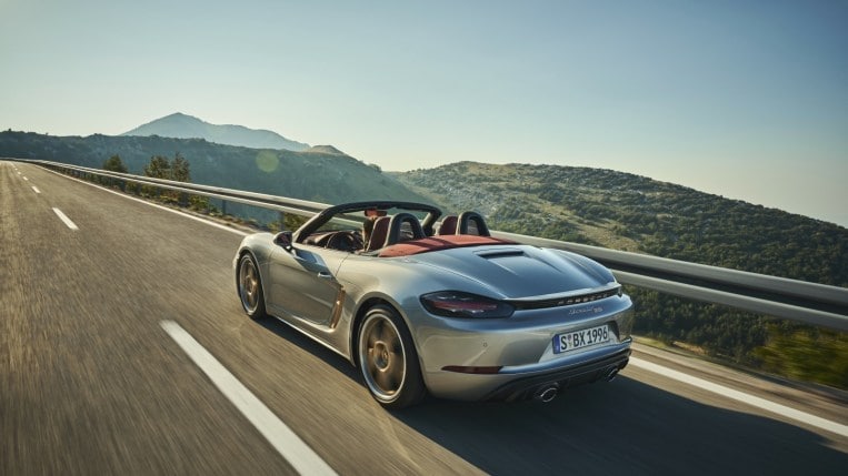 2021 Porsche Boxster 25 Years Edition Driving Rear Three Quarter