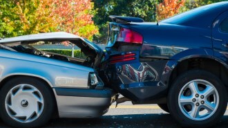 Two cars in a wreck