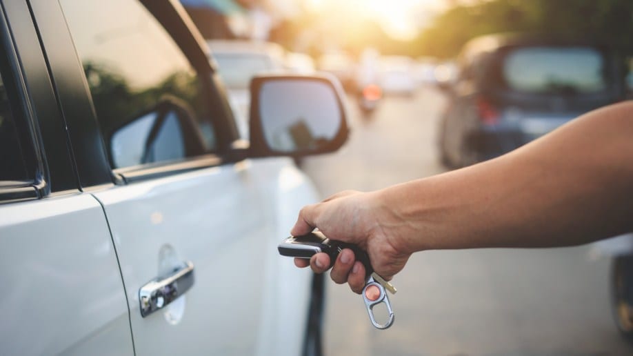 Person opening car with key