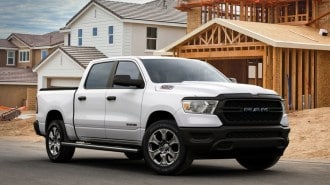 A diesel-powered 2021 Ram 1500 in white