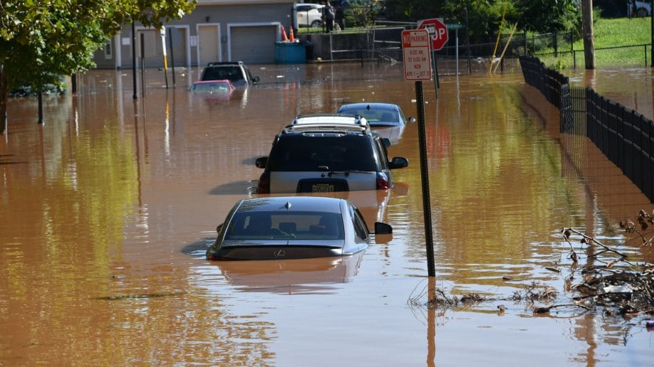 Flooded cars after a storm